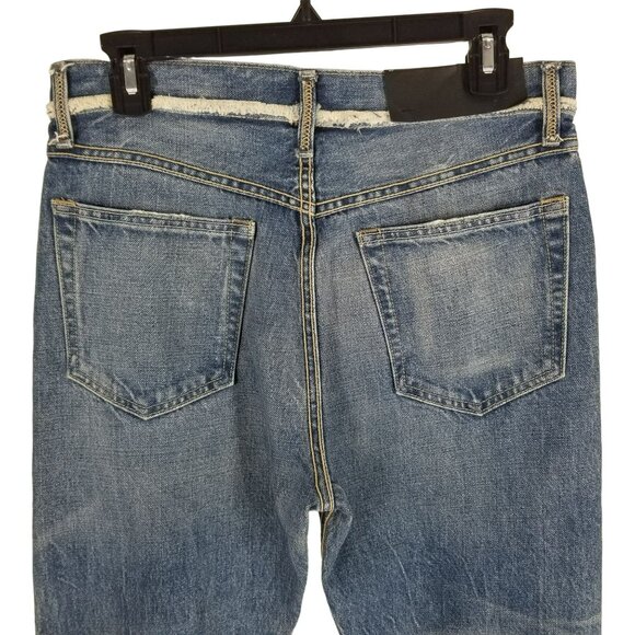 NWT Helmut Lang Inside Out Oversized Boyfriend Jeans Blue Denim White Pockets - Picture 12 of 14